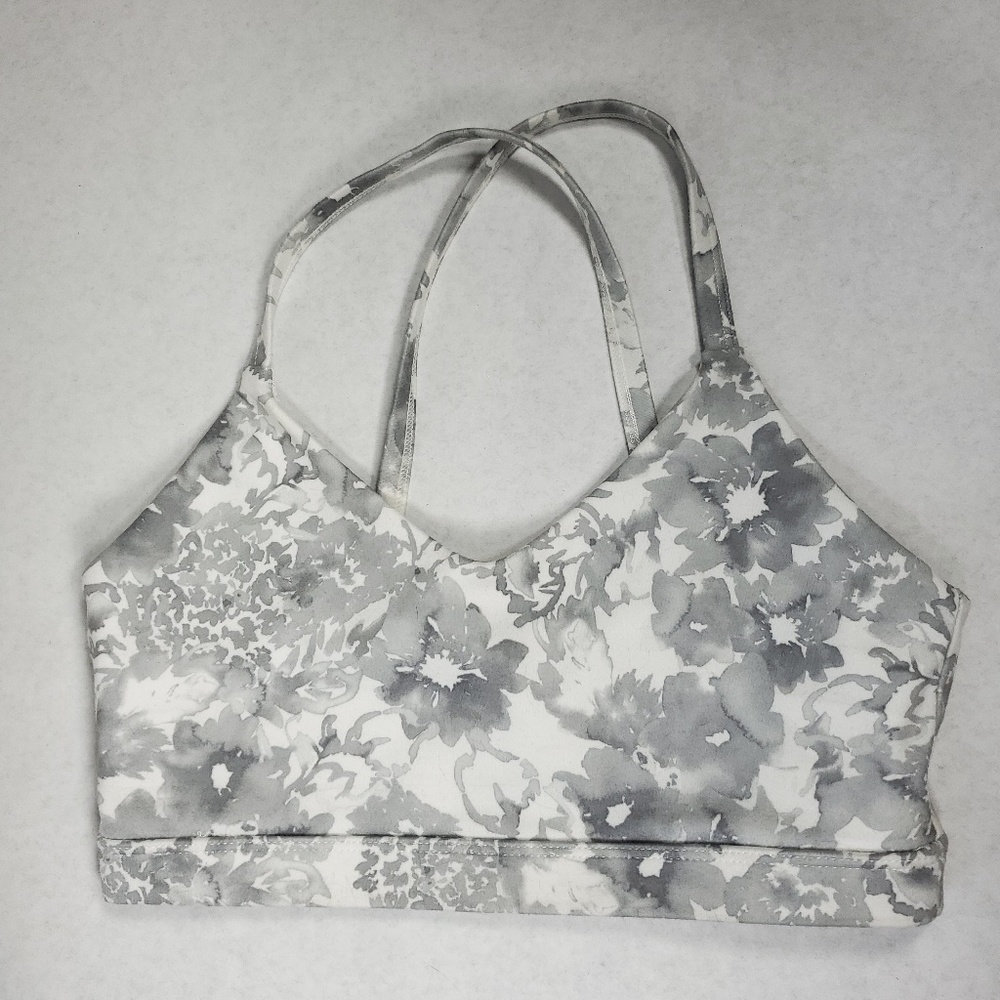 Glyder Grey and White Flowers Sports Bra